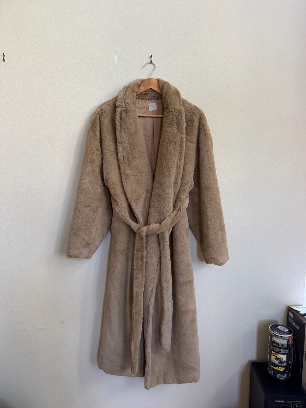 Amateras Japan Super Soft Cozy Teddy Wrap Coat in Camel NWOT Size S